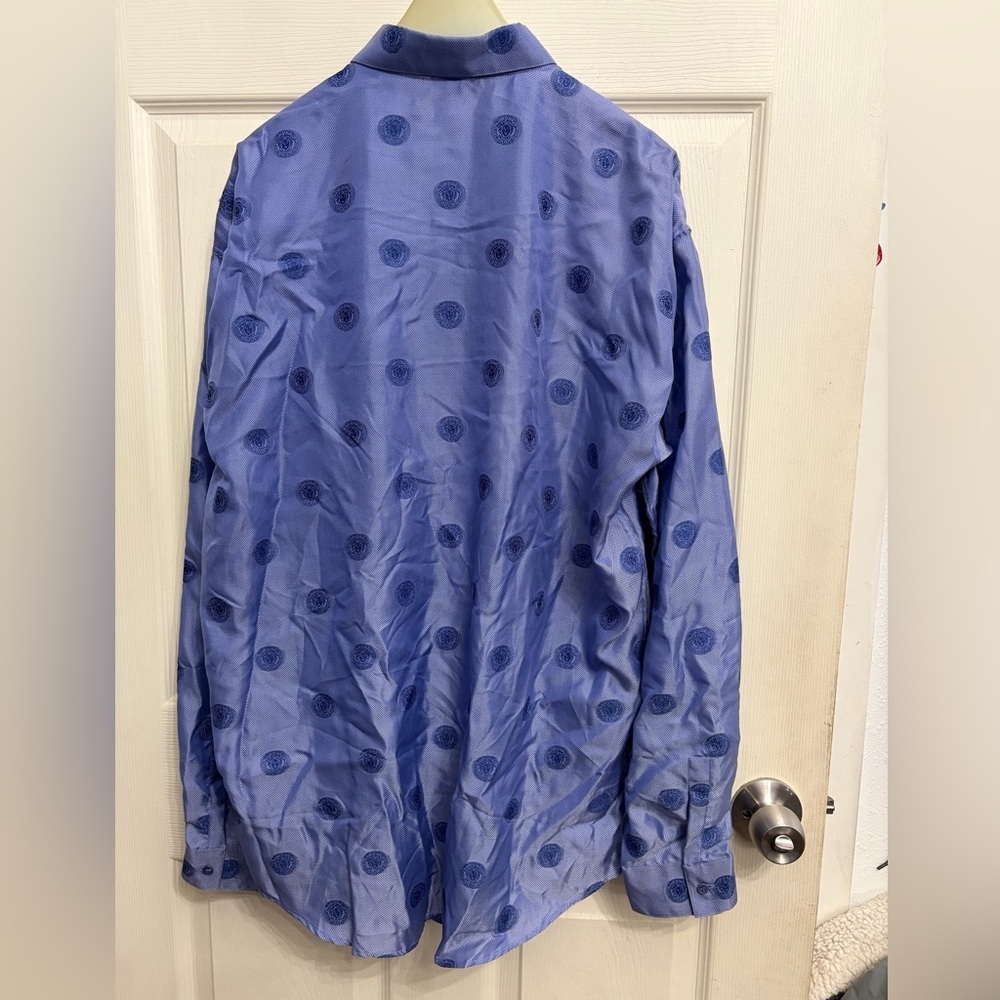 Versace vintage long sleeve Textured Medusa shirt men’ssize 52 blue color - Picture 2 of 6